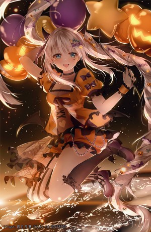 Junpaku Karen in Halloween Costume with Balloons