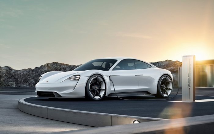 Porsche Mission E concept car charging