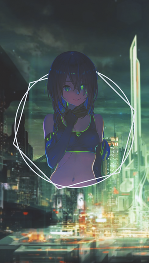 Anime girl in futuristic city