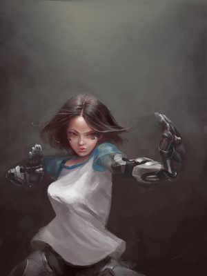 Alita from Alita: Battle Angel fan art painting