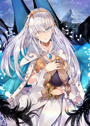 Anime girl with white hair and blue eyes