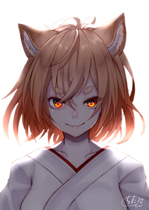 Anime girl with fox ears and glowing eyes