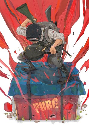 Soldier from PUBG on a supply drop