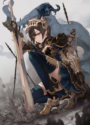Anime girl in armor with a sword