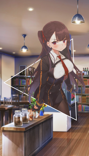 WA2000 from Girls Frontline in a cafe