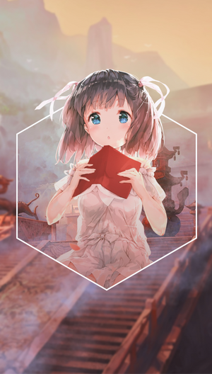 Anime girl holding a red book