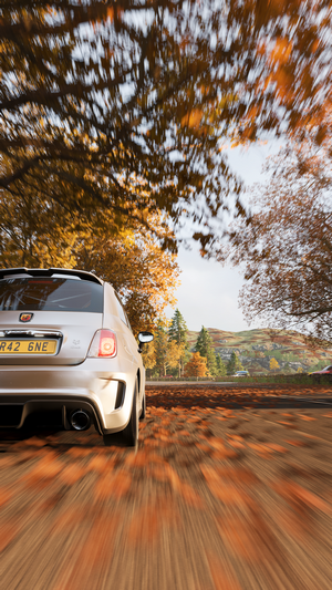 Abarth 695 Biposto in Forza Horizon 4 during fall