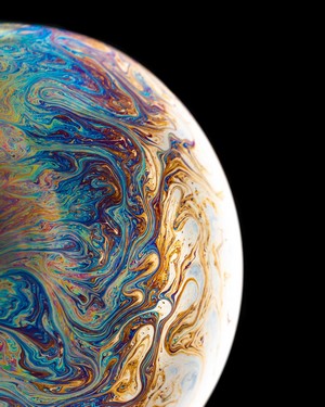 Close-up of a colorful soap bubble