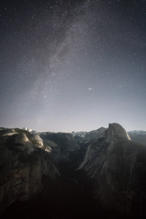 Milky Way over Yosemite Valley at Night