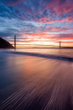 Golden Gate Bridge at Sunrise from Beach