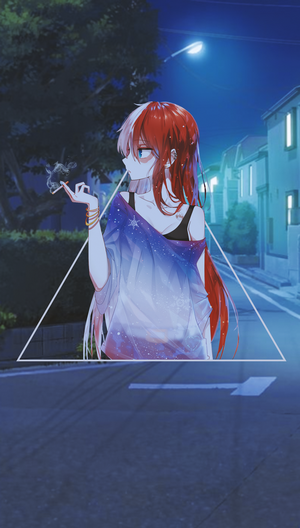 Todoroki from My Hero Academia smoking at night
