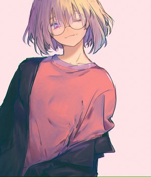 Anime girl with short hair and glasses