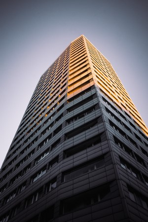 Modern skyscraper against a clear sky