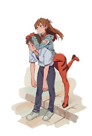 Asuka Langley Soryu and Ikari Shinji from Neon Genesis Evangelion