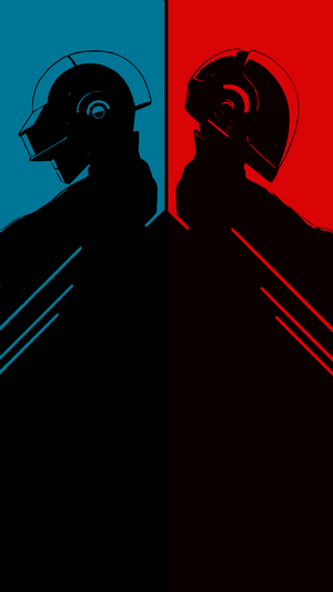 Daft Punk artwork with blue and red backgrounds