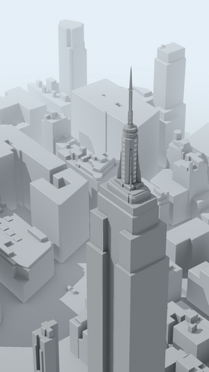 3D model of Empire State Building and New York City