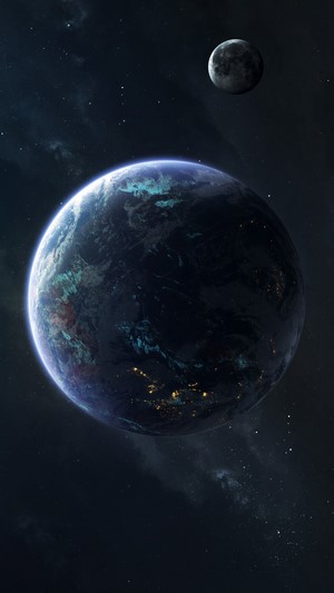Earth and Moon in Space Art