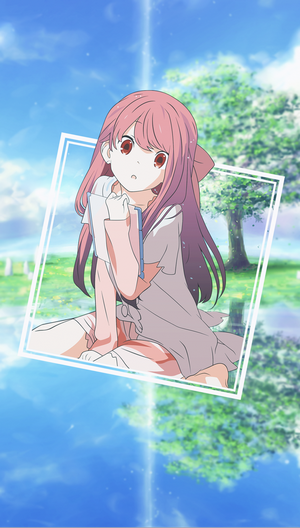Anime girl with pink hair reading a book