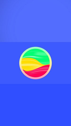 Abstract circle with colorful waves on blue background