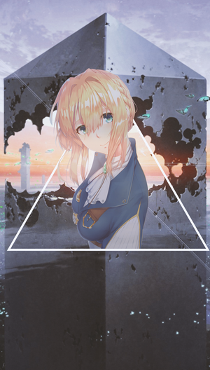 Violet Evergarden in a surreal landscape