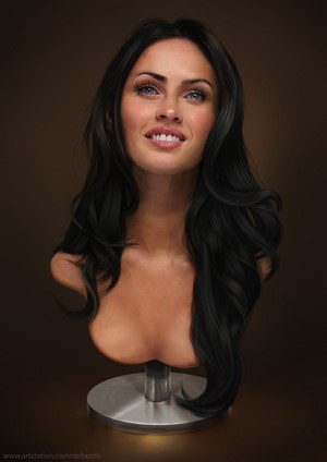 Digital painting of Megan Fox bust