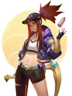 Akali from League of Legends with spray can