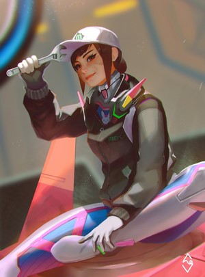 D.Va from Overwatch holding a wrench