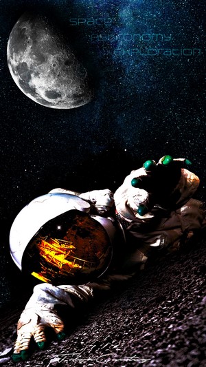 Astronaut on the Moon with Earth in the background