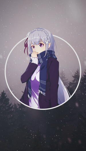 Emilia from Re:Zero in a Winter Forest