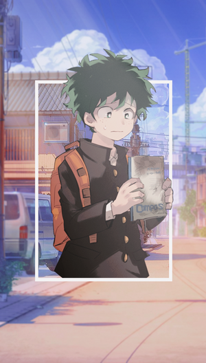 Izuku Midoriya from Boku no Hero Academia holding a book
