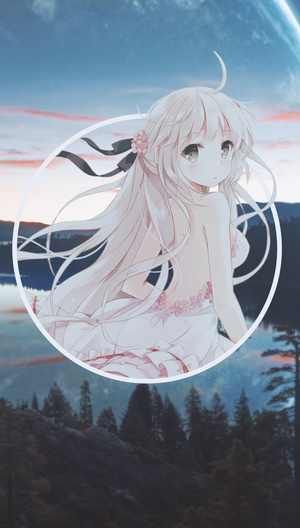 Anime girl with blonde hair in a white dress