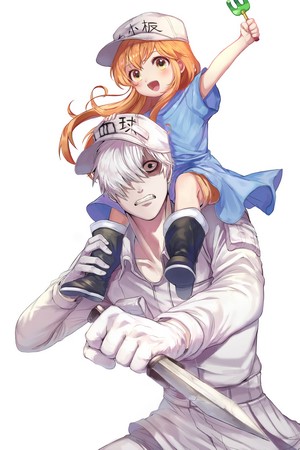 Platelet-chan and White Blood Cell from Hataraku Saibou