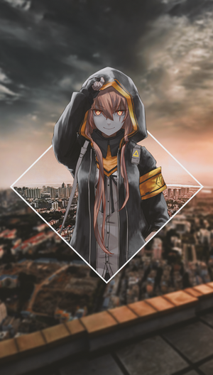 Anime girl from Girls Frontline over city
