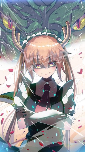 Tohru from Kobayashi-san Chi no Maid Dragon with a dragon