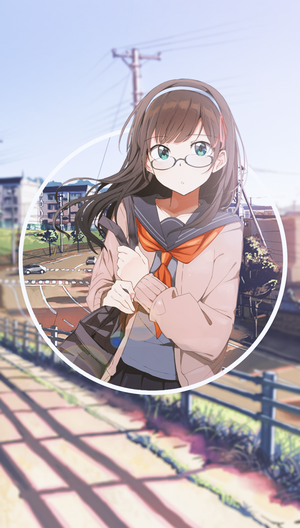 Anime girl with glasses and school uniform