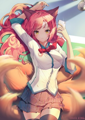 Ahri from League of Legends taking a selfie