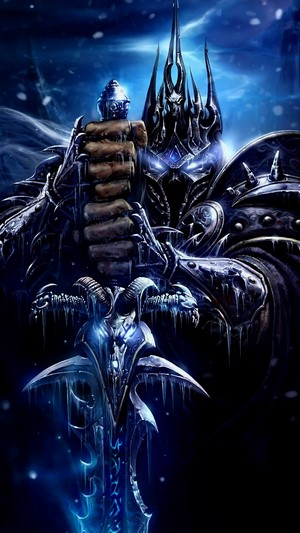 Lich King from World of Warcraft holding Frostmourne