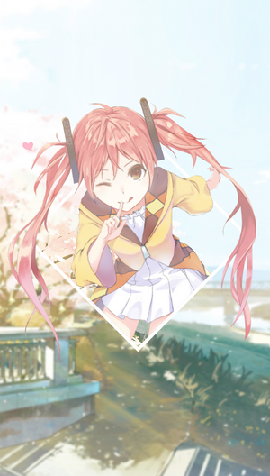 Anime girl with pink pigtails winking