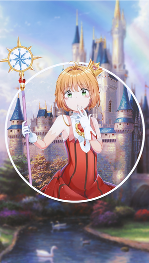 Sakura Kinomoto from Cardcaptor Sakura with a castle