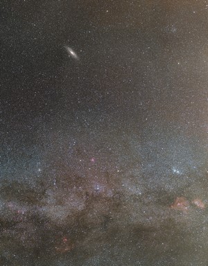 Andromeda Galaxy and Milky Way in the Night Sky