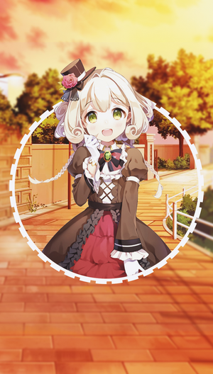 Anime girl in a brown dress with a hat