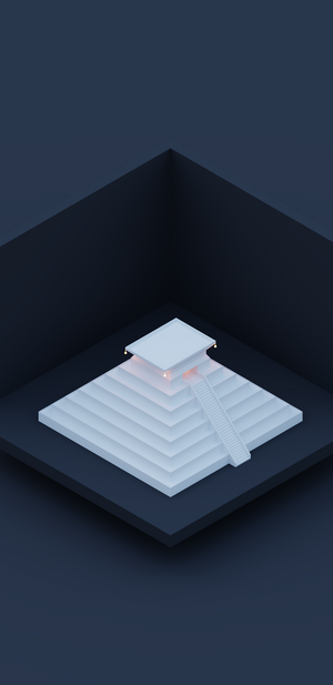 Minimalist isometric pyramid with stairs