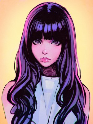 Digital art of a woman by Ilya Kuvshinov