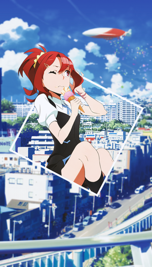 Chidori Takashiro from Kiznaiver eating ice cream