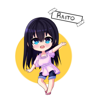 Chibi girl with black hair and blue eyes