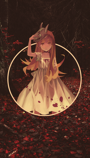Oshino Shinobu from Monogatari Series holding a mask