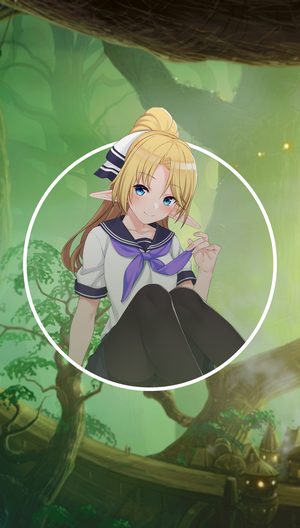 Anime girl with blonde hair and elf ears