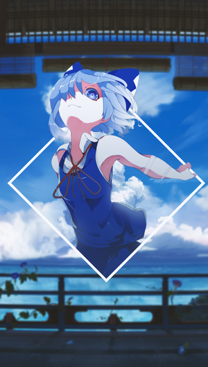 Anime girl with blue hair and blue dress