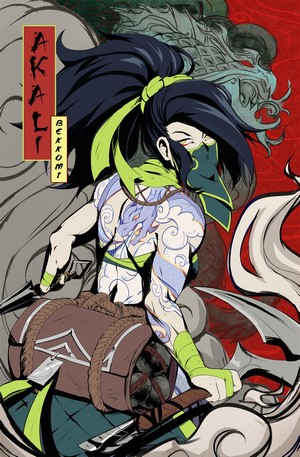 Akali from League of Legends with tattoos