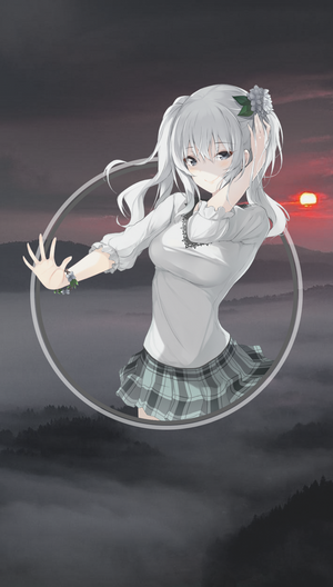 Anime girl with white hair and plaid skirt